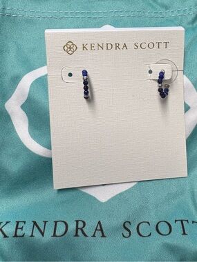 Kendra Scott Navy Blue Beaded Huggie Earrings